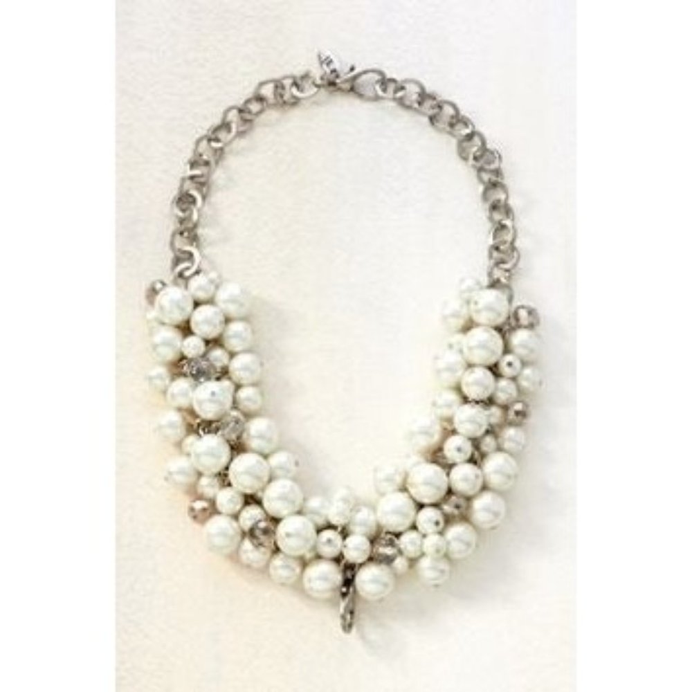 Jewel Kade Vintage Pearl/Swarovski Crystal Necklace & Glitter Heart Charm